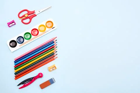 Back to school. Items for the school Stock Photos