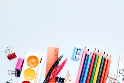 Back to school. Items for the school Stock Photos