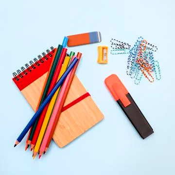 Back to school. Items for the school Stock Photos