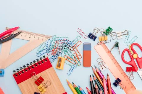 Back to school. Items for the school Stock Photos