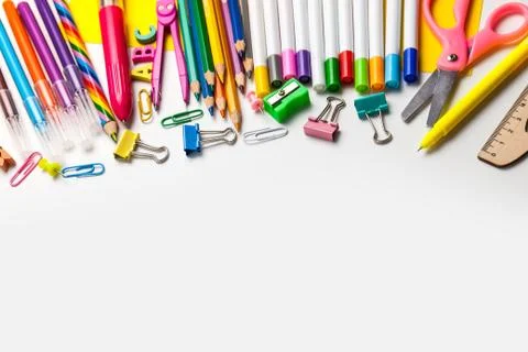 Back to school. Items for the school on a white background Stock Photos