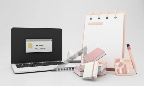 Back to school join to online learning with school supplies and equipment. la Stock Illustration