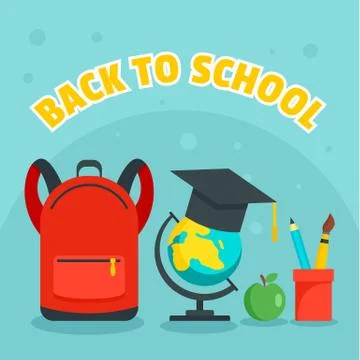 Back to school kid background, flat style Stockillustratie