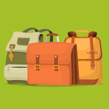 Back to School kids backpack vector illustration work time education baggage Stock Illustration