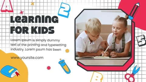 Back To School Kids Education Slideshow | Colorful Learning Intro  After Effects	Stock