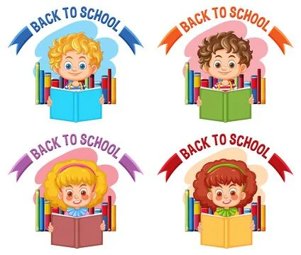 Back to School Kids Reading イラスト素材
