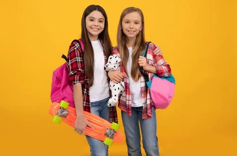 Back to school. knowledge day. concept of education. kids hipster with Stock Photos