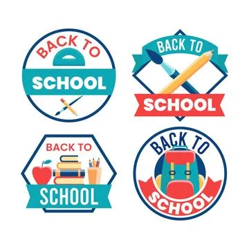 Back to school label collection Stock Illustration