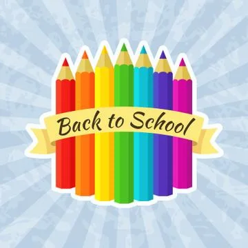 Back to School Label with Crayons Stock Illustration