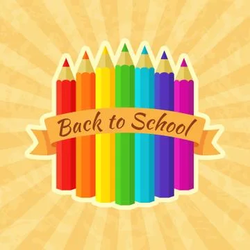 Back to School Label with Crayons Stock Illustration
