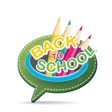 Back to school label on green speech bubble Stock Illustration
