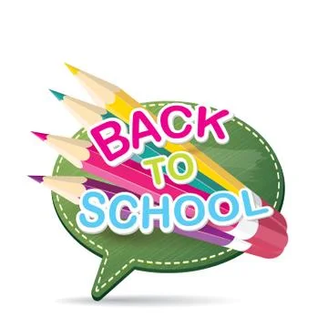 Back to school label on green speech bubble Illustrazione stock