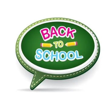 Back to school label on green speech bubble Illustrazione stock