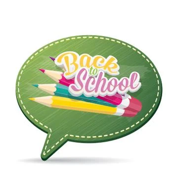 Back to school label on green speech bubble Illustrazione stock