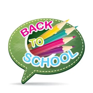 Back to school label on green speech bubble Illustrazione stock