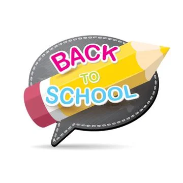 Back to school label on grey speech bubble Illustrazione stock
