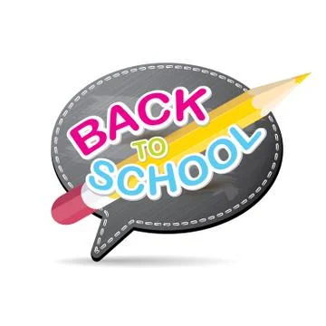 Back to school label on grey speech bubble Illustrazione stock