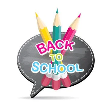 Back to school label on grey speech bubble Illustrazione stock