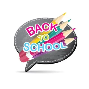Back to school label on grey speech bubble Illustrazione stock