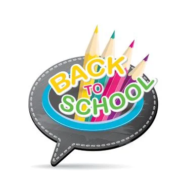 Back to school label on grey speech bubble Illustrazione stock