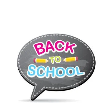 Back to school label on grey speech bubble Illustrazione stock