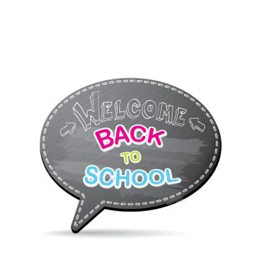Back to school label on grey speech bubble Illustrazione stock