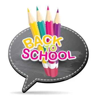 Back to school label on grey speech bubble Illustrazione stock