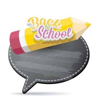 Back to school label on grey speech bubble Illustrazione stock