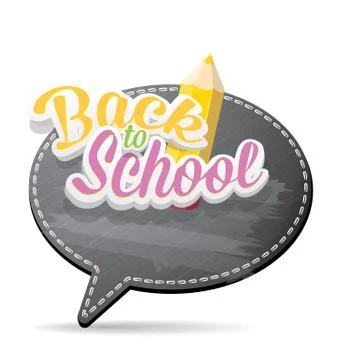 Back to school label on grey speech bubble Illustrazione stock