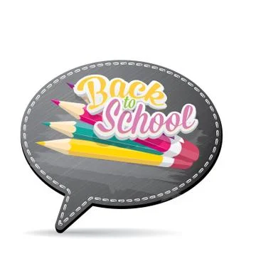 Back to school label on grey speech bubble Illustrazione stock