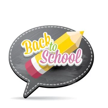 Back to school label on grey speech bubble Stock Illustration