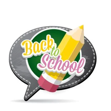 Back to school label on grey speech bubble Illustrazione stock