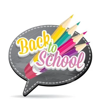 Back to school label on grey speech bubble Illustrazione stock