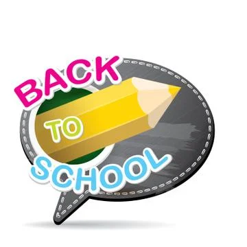 Back to school label on grey speech bubble Illustrazione stock