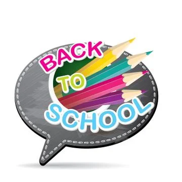 Back to school label on grey speech bubble Illustrazione stock