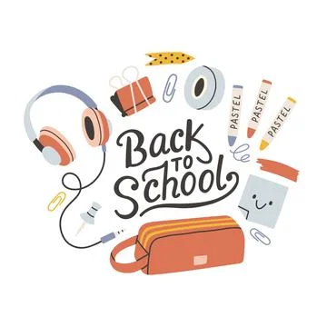 Back to school label. School Background Poster Card. Sale tag. Flat vector 库存插图