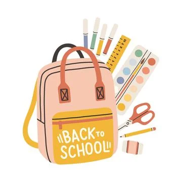 Back to school label. School Background Poster Card. Sale tag. Flat vector 库存插图