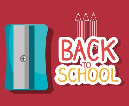 Back to school label with sharpeneer Stock Illustration