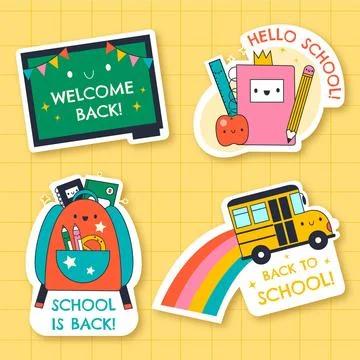 Back to school labels collection Stock Illustration