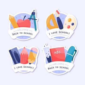 Back to school labels collection Stock Illustration