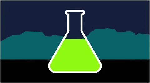 Back to School Laboratory glass flask with green liquid laboratory chemistr.. Stock Illustration