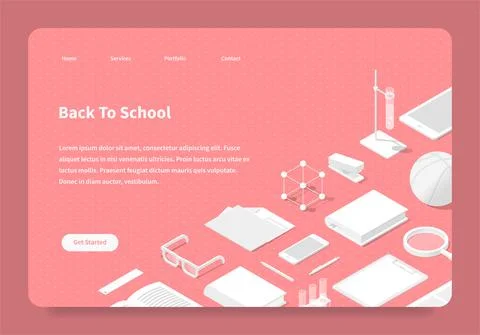 Back To School Landing Page Stock Illustration