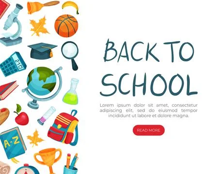 Back to school landing page template. Education, school time web banner イラスト素材