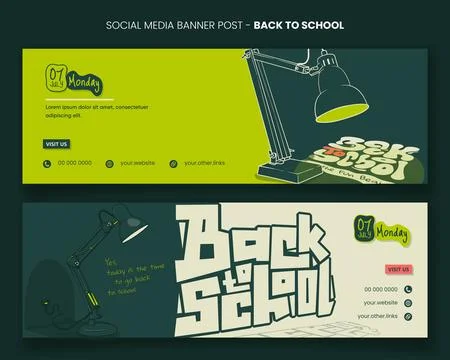 Back to school. Landscape banner post with desk lamp and back to school typ.. Stock Illustration