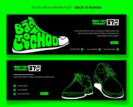Back to school. Landscape banner post with shoe and back to school typograp.. Stock Illustration