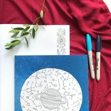 Back to School Large Notebooks Flatlay Stationery Stock Photos