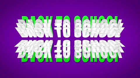 Back to School Layered Paper Text Animation on Purple Background Stock Footage 340360382