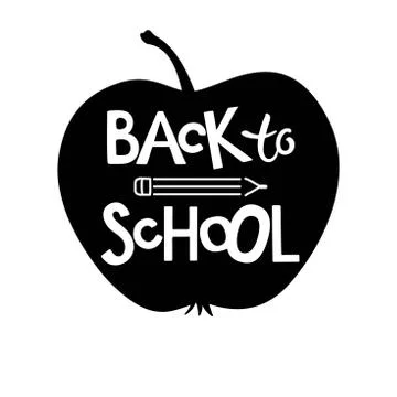 Back to school lettering with apple and pencil element design. Hand written Stock Illustration