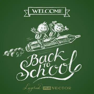 Back to school. Lettering on chalkboard Stock-Illustration