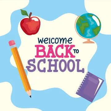 Back to school lettering with elements Stock Illustration